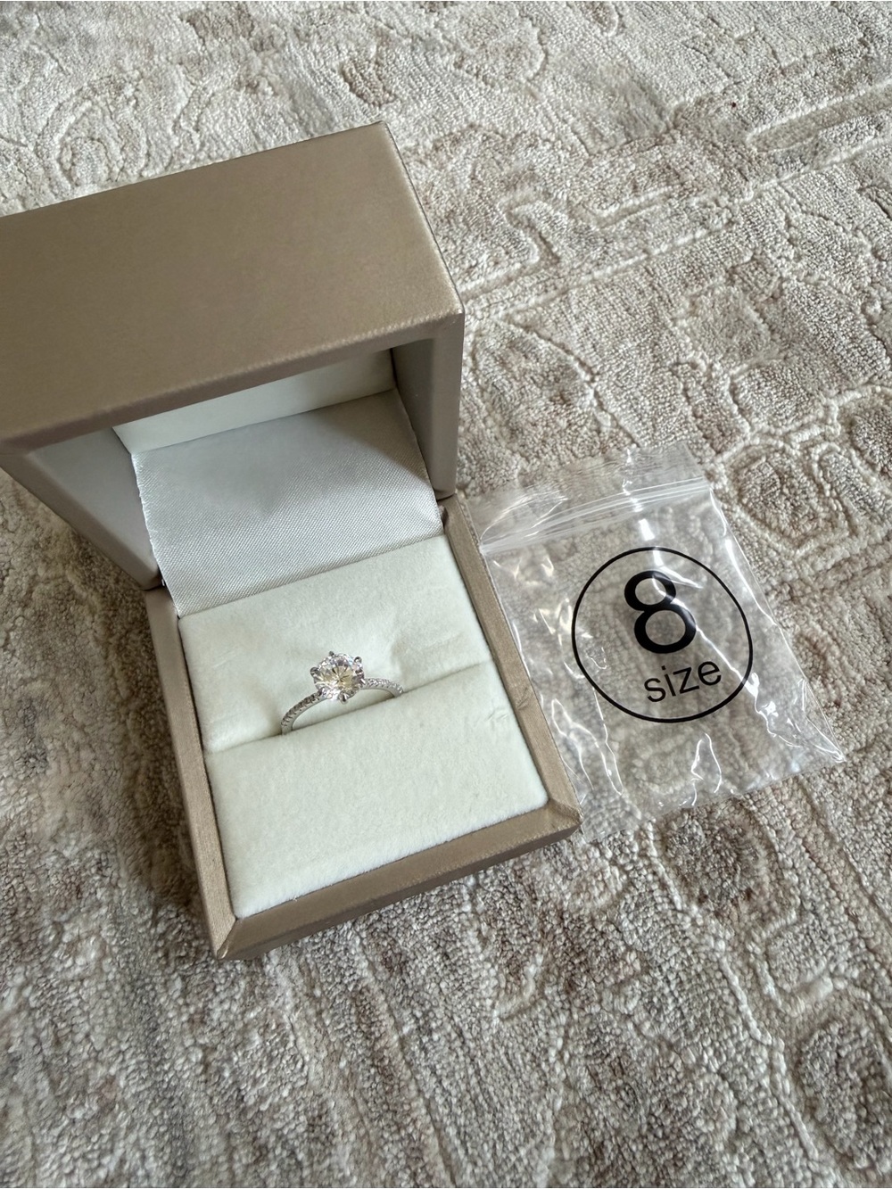 Classic Solitaire Round-Cut CZ Engagement Ring in Silver (Size 8)